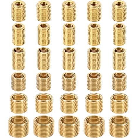 6 Taille Filetée Écrous Réducteurs Insert, 30pcs Mâle à Femelle Adaptateur de Filetage Fin Réparation Insert Raccord de Tuyau Vis Manchon Réducteur pour Luminaire (1/5)