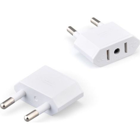 Adaptateur Us Vers Eu - 220 V Ca - Pour Prise Us Standard - Blanc - Lot De 2