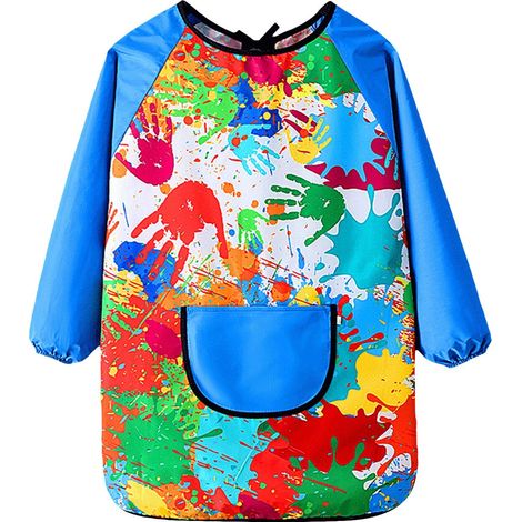 Tablier Enfant - Tablier Peinture Manches Longues En Coton - Pour Activités Artistiques À La Maison Ou En Classe - Taille L À XXXL - 6 À 9 Ans (1/4)