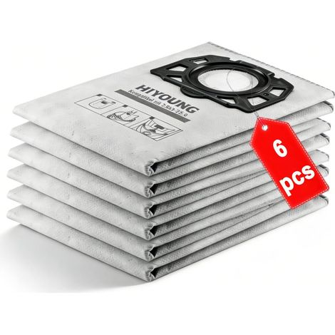 Confezione da 6 sacchetti per aspirapolvere compatibili con KFI 487 2.863-006.0, Kärcher WD4, WD5, WD6, WD5P, WD6P, MV4, MV5, MV6, KFI 489 2.863-355.0, sacchetti di ricambio (1/5)