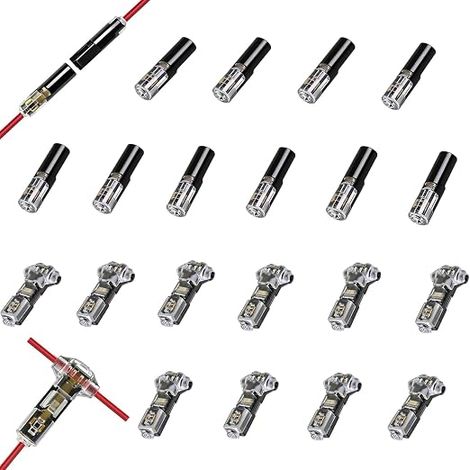 Wires Waterproof Connector, 1 Pin T Connector, Low Voltage Wire Connectors, Waterproof Electrical Connector for AWG Crimp Cables (1/2)