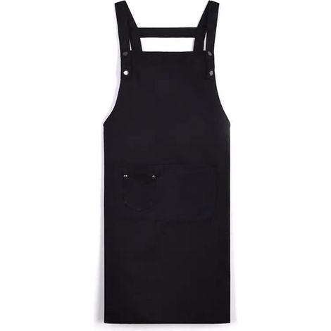 Tablier de cuisine avec poche avant ajustable et résistant à l'eau, pour hommes et femmes, chef et barbecue, motif noir (1/5)
