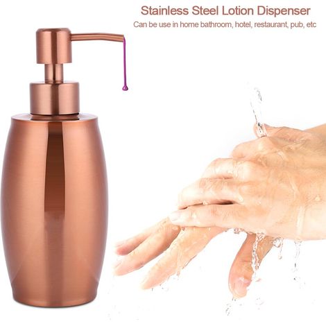Distributeur de savon liquide lotion 350ml acier inoxydable 304 pompe manuelle doré rose salle de bain maison hôtel restaurant (1/5)