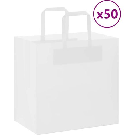 Papiertragetaschen 50 Stk. mit Henkeln Weiß 26x17x25 cm