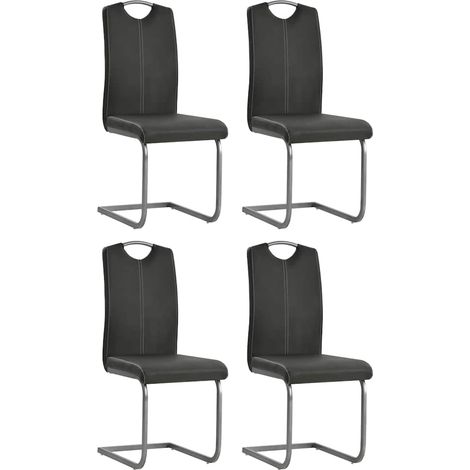 vidaXL Chaises à manger cantilever lot de 4 gris similicuir (1/5)