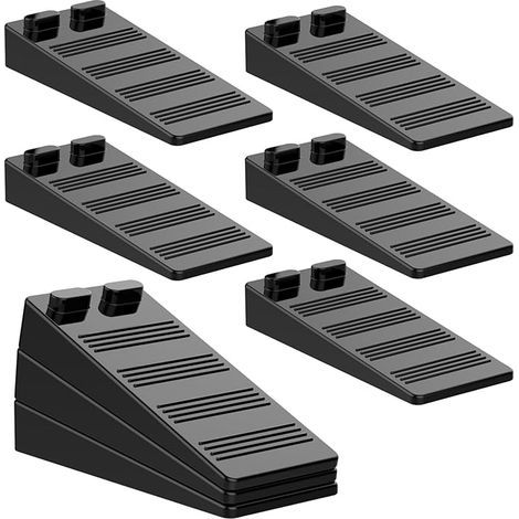 Lot de 8 Noir cale porte caoutchouc souple avec Hauteur Réglable, Antidérapante Cale Porte au Sol, Non Toxique, Non Odeur, pour tous types de sols et de portes, Genre Tapis, Carrelage, S (1/4)