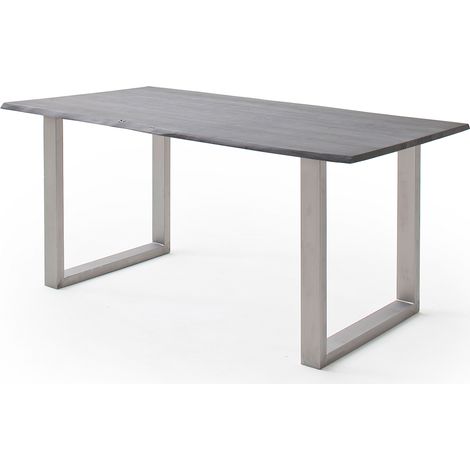 Esszimmer Tisch 160x90 cm, Akazie massiv, grau sandgestrahlt - COSENZA-06 (1/3)