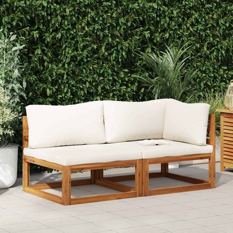 vidaXL Set Divani da Giardino 2 pz con Cuscini Bianco Crema in