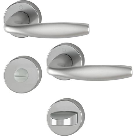 ► HOPPE New York Rosetten-Garnitur 1810/42KV/42KVS-WC-F9 Aluminium Stahl-Bad/WC für Innentüren (1/2)