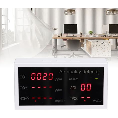 Détecteur de qualité de l'air portable 5 en 1 (PM2.5, HCHO, dioxyde de carbone) (1/5)