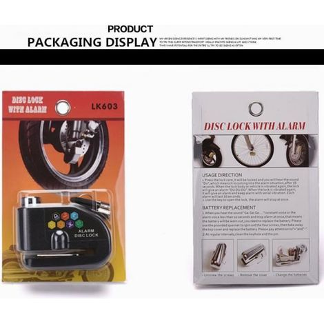 6mm 110dB Alarme Antivol Bloque-disque Frein Serrure Sécurité Lock pour Moto Vélo Scooter VTT (1/4)