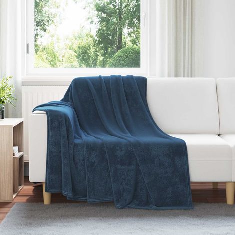 Überwurfdecke Marineblau 150 x 200 cm Fleece