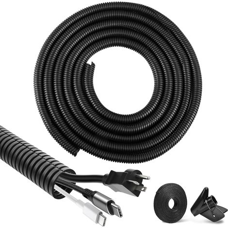 1 Gaine Annulée Fendue, Flexible 25mm, Protection Câble Électrique, Noir, Pour Voiture Jardin Maison (1/5)
