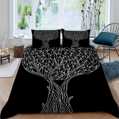 Bettwäsche Set 200x200 cm mit 2 Kissenbezügen 80x80 cm, Baum des Lebens Motiv, Mikrofaser, Reißverschluss