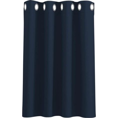 Blackout grommet curtain with thermal insulation for small windows, ideal for kitchens and bedrooms. Darkens the room. Dimensions: 132 cm wide x 90 cm high. Dark blue. Sold individually. (1/4)