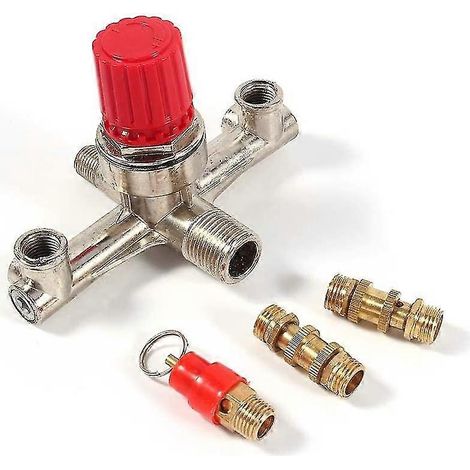 Accessoire pour compresseur d'air, tube de sortie double en alliage, accessoire pour compresseur d'air avec vanne de régulation de pression et petit support pour compresseur d'air (1/5)