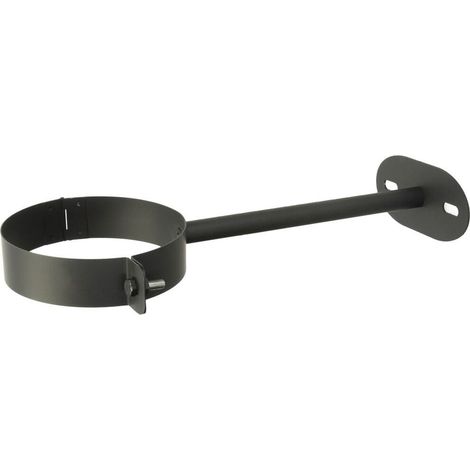 Support d'écartement mural noir de 0 à 250 mm pour tuyau de poêle Ø 120 mm