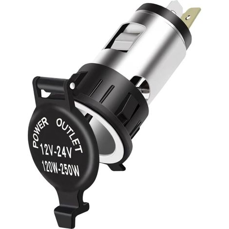 Une prise de courant universelle noire 12V-24V pour allume-cigares de voiture et de moto, une pièce de rechange pour une prise de chargeur de voiture. (1/5)