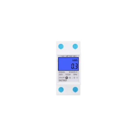 Contatore di energia elettrica, contatore di energia 230V 5 (32) A 2 fili 2P Display LCD digitale con guida DIN Alimentatore digitale elettronico monofase montato su guida kWh - Crezuo