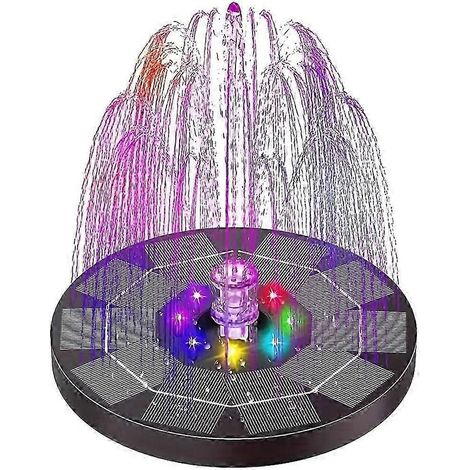 Pompe solaire LED pour fontaine à 6 buses, idéale pour les bains d'oiseaux, les bassins, les aquariums extérieurs, la décoration de jardin et la circulation de l'eau sur les terrasses. (1/5)
