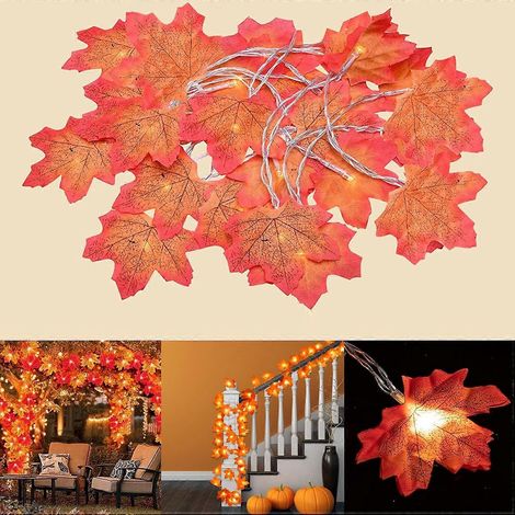 Guirlandes Lumineuses en Feuille d&39rable, 2 Pack 3M 20 LED Automne Guirlande Guirlande Lumineuse Extrieure Dcorations Intrieures Lumires Pour Hallowee (1/5)