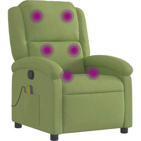 Chaise de massage ergonomique en velours vert clair – Siège relaxant avec fonction chauffage, vibration et réglage inclinable – Pour salon ou bureau (1/5)