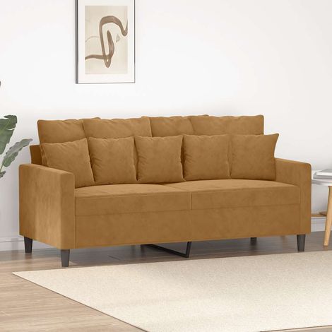 Canapé-Sofa à 2 places Marron 140 cm Velours 205329 (1/5)