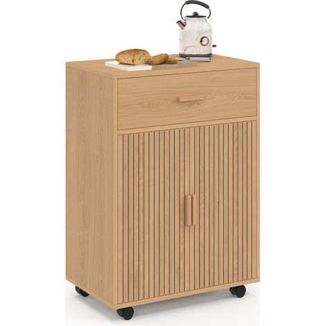 Küchenwagen JULIETTE Schrank mit Schublade mit Holzleisten L.60 cm