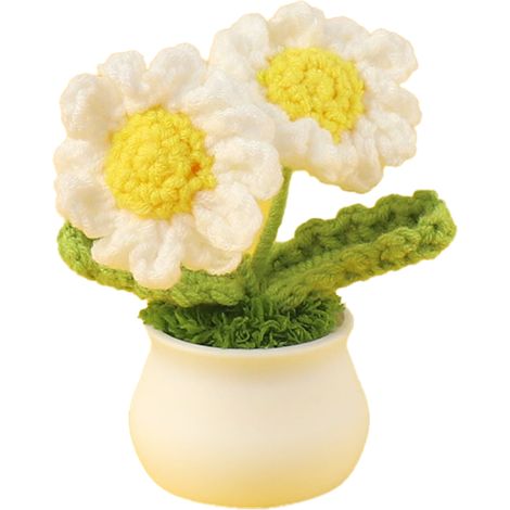 Fleurs artisanales pour la décoration intérieure, fleurs artificielles avec motif de plante en pot, fleurs au crochet faciles d'entretien et portables-AquaForge (1/5)