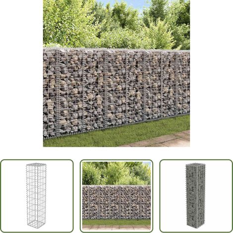vidaXL Isolation acoustique - Mur à gabion avec couvercles Acier galvanisé 20x20x100 cm (1/5)