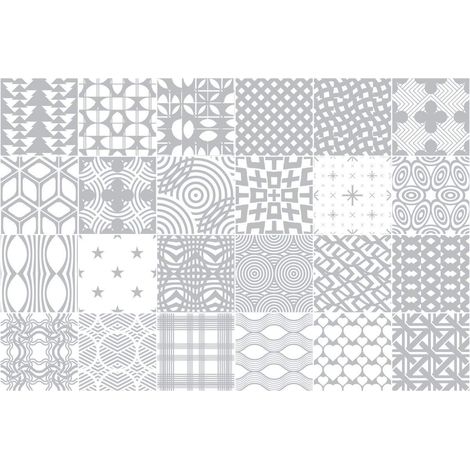 Ambiance Sticker Adhésifs Carrelages Autocollant Nuance de Gris Harmonieux Carreaux de Ciment Carrelage Sticker Mural Salle de Bain et Cuisine  24 Pièces de 20 x 20 cm (1/5)