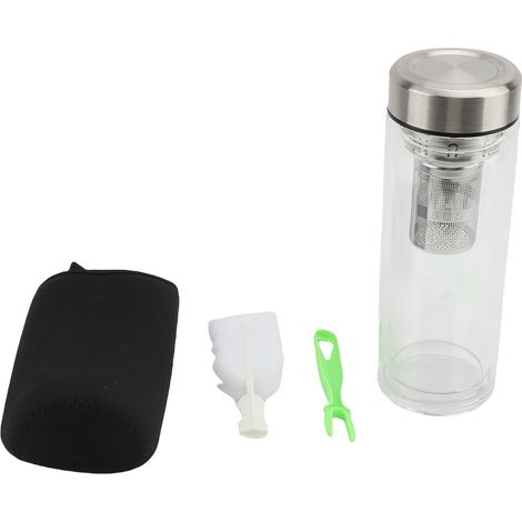 Bouteille Thé Portable Transparent Double Paroi Verre Borosilicate – Avec Passoire Inox Maison Extérieur 500ml (1/5)