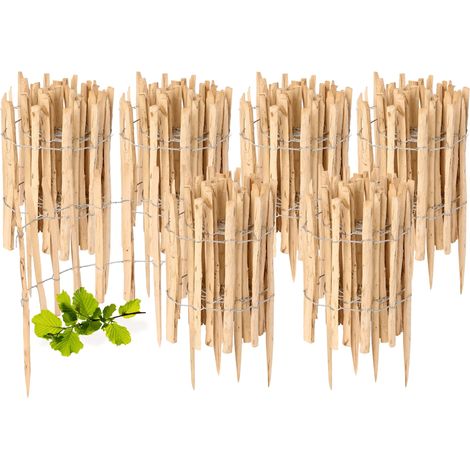 Garronda Cloture Jardin Exterieur à Planter en noisetier, clôture Jardin, clôture Bois, Bordure en Bois, ganivelle de Potager Exterieur GD-0156 Lot de 6 (Écart des Lattes: 3-5 cm, 50 cm x 5m)