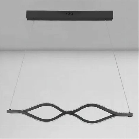 TrAdE Shop Traesio - Lampadario A Sospensione Led 58 Watt Onda Infinito Cristallo Ondulato Nero 32132 - (1/3)