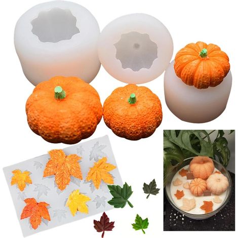 4er Pack Silikonformen Kürbis Halloween, Ahornblatt 3D, Kuchen Deko Herbst Backen Fest (1/5)