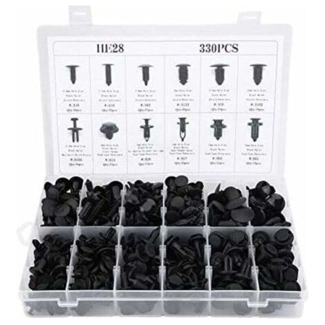 Clips Agrafe Rivets Fixation de Protection, 330Pcs 12 Tailles Assorties Carrosserie Poussée Rivet Garniture Clip,de