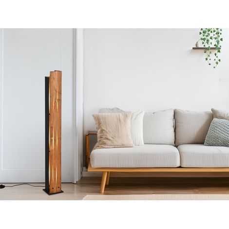 Kleine dimmbare LED Stehleuchte mit Naturholz, Höhe 120cm (1/5)