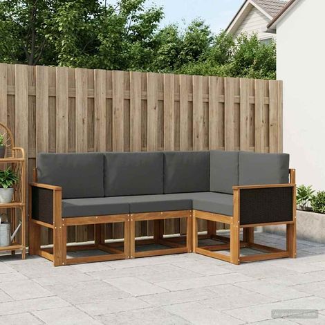 Teenpull – Outdoor-Sofagarnitur 4 Stk. Natur und Anthrazit Polyester (1/5)