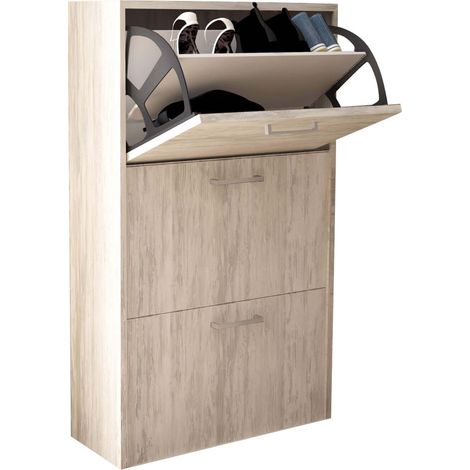 Scarpiera da interno a 3 ante a doppio scomparto in legno Ilenia -  AntiqueWhite