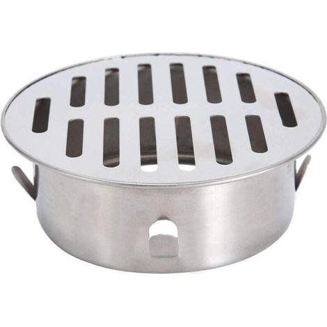 Siphon de sol en acier inoxydable, évier de balcon rond anti-obstruction, siphon de sol amovible pour jardin extérieur, tuyau d'évacuation, tuyau d'échappement, toit, balcon (110 bouche plate) (1/5)