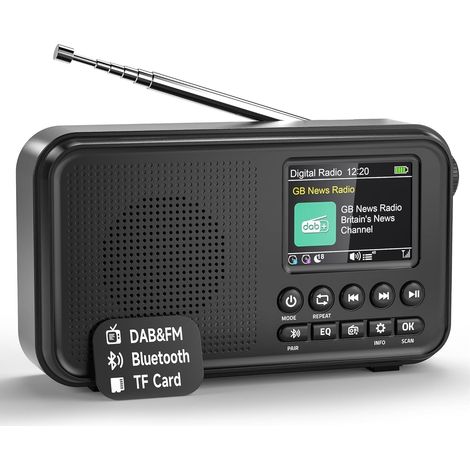 Radio portable DAB/DAB+, 80 préréglés, radio numérique FM avec batterie de 3000 mAh, radio de cuisine avec Bluetooth 5.0, modes EQ, minuterie, snooze, port auxiliaire TF/3,5 mm, double (1/5)