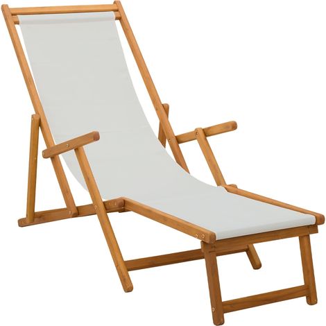 Klappbare Sonnenliege 3 Position Massives Eukalyptus Holz Creme vidaXL