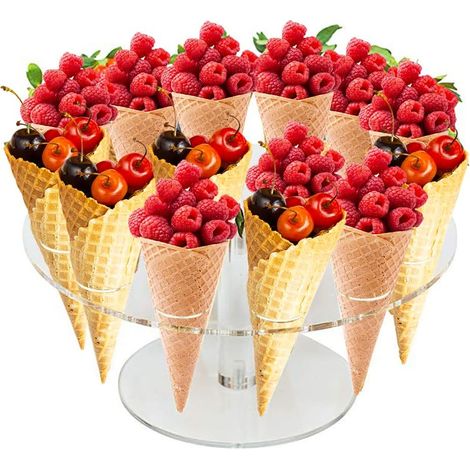 Porte-cornets glace acrylique 16 trous - Présentoir à glaces et cupcakes forme cornet