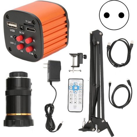 Caméra microscope USB 24MP HD numérique industrielle avec objectif Zoom IRIS manuel, enregistreur vidéo, alimentation AC 100-240V, prise UE (1/5)