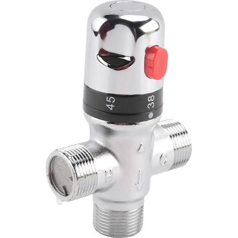 Robinet mélangeur thermostatique 3 voies en cuivre pour chauffe-eau solaire 3/4 pouce (1/5)