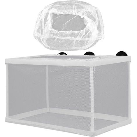 Aquarium-Isolationsbox, Zuchtnetz, weißer Kunststoff, mit Saugnapf, zur Aufzucht von Jungfischen (1/5)