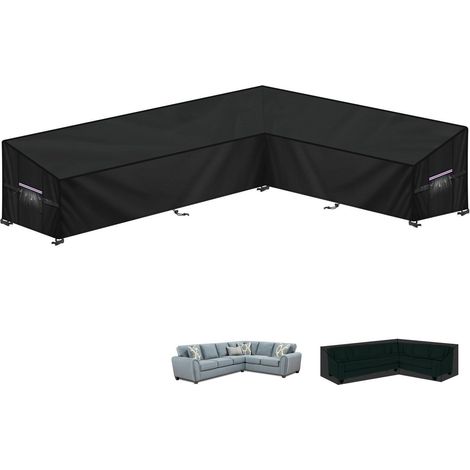 Gartenlounge Abdeckplane L-Form 300x210cm Wasserdicht Winddicht 420D Oxford (1/5)