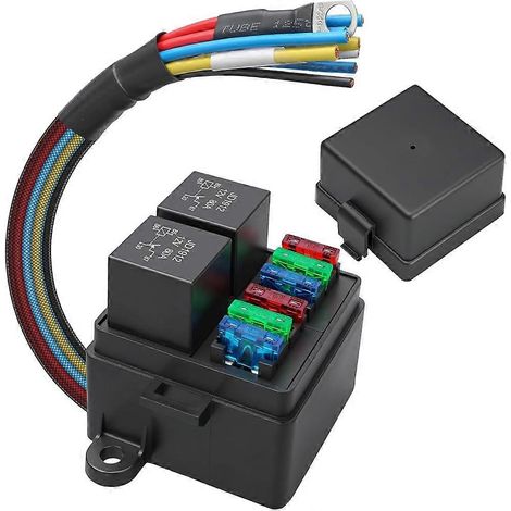 12 V con 2 relés y 6 fusibles ATC/ATO para seguridad eléctrica de vehículos (1/5)