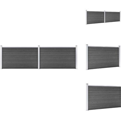 Zaunfelder - Living Zaunelement Set WPC 353x105 cm Schwarz