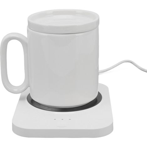 Chauffe-tasse intelligent à 3 niveaux de chauffage, alimenté par USB, blanc. (1/5)